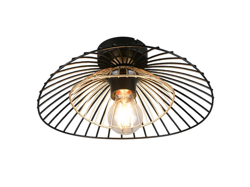 LED Deckenleuchte mit Gitter Lampenschirm Schwarz Gold, Ø 30cm