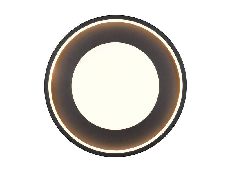 Draufsicht auf runde LED-Deckenleuchte in Schwarz