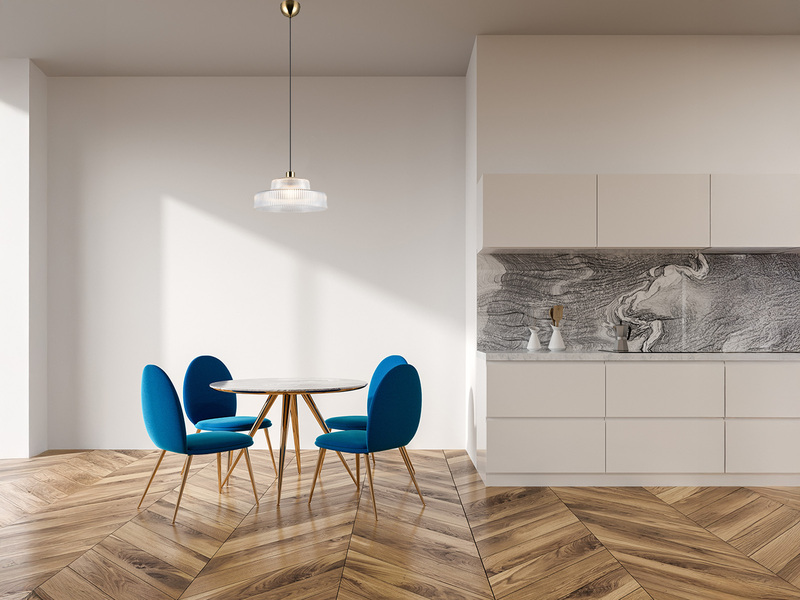 Pendelleuchte ABELLA einflammig, Glas transparent / Messing matt, Ø 35cm