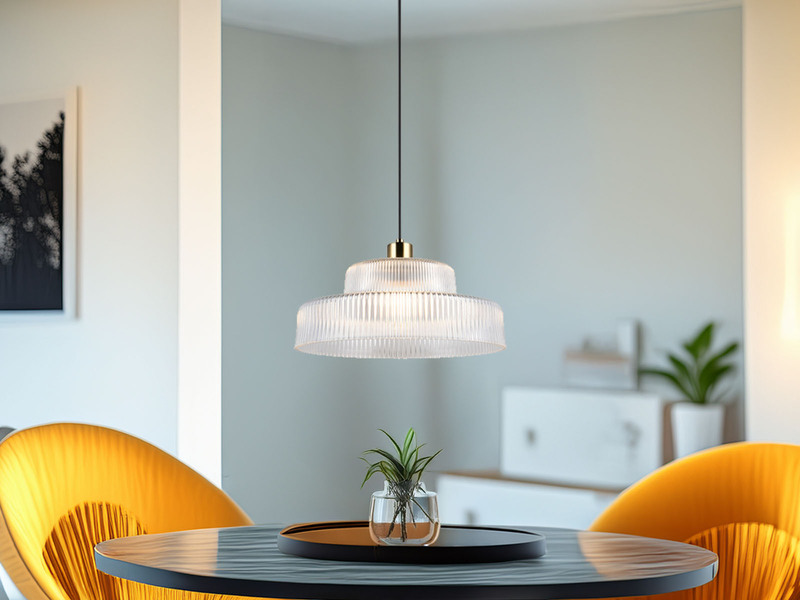 LED Hängelampe einflammig, Glas transparent / Messing matt, Ø 35cm