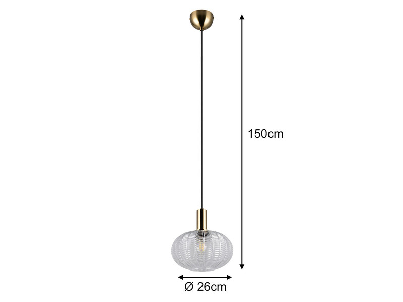 LED Hängelampe einflammig mit Kugel Glasschirm Transparent Ø 26cm
