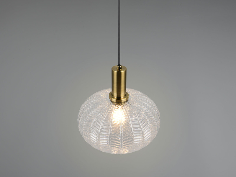 LED Hängelampe einflammig mit Kugel Glasschirm Transparent Ø 26cm