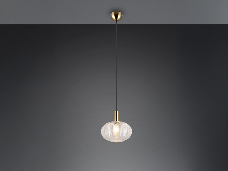 LED Hängelampe einflammig mit Kugel Glasschirm Transparent Ø 26cm