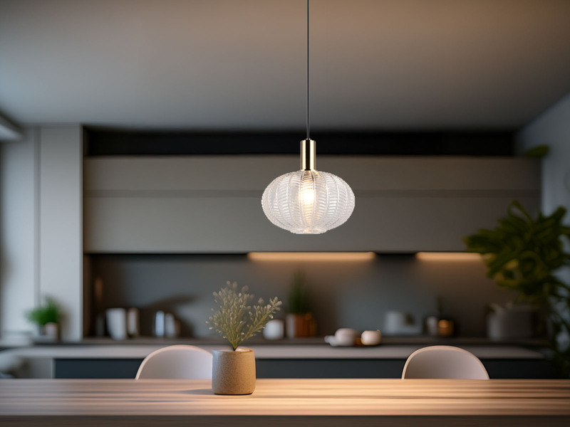 LED Hängelampe einflammig mit Kugel Glasschirm Transparent Ø 26cm