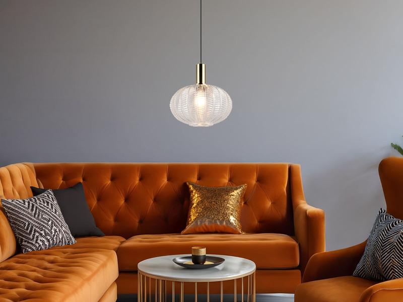 LED Hängelampe einflammig mit Kugel Glasschirm Transparent Ø 26cm