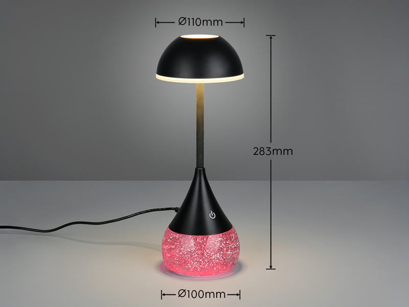 Tischlampe TEMBO LED dimmbar mit RGB Farbwechsel, USB betrieben, Höhe 28cm