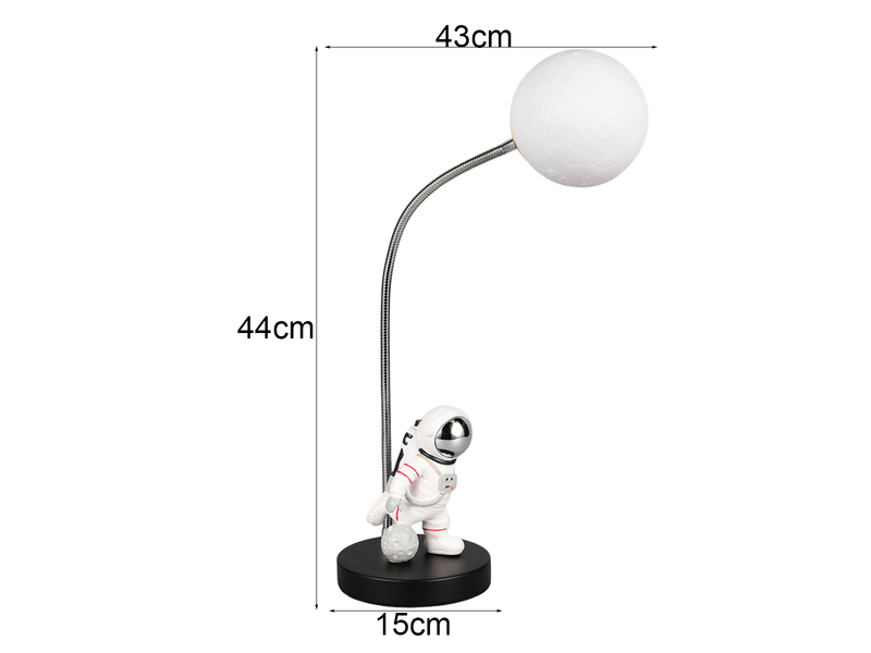 Ausgefallene Tischlampe ARM LED dimmbar, Deko Lampe USB betrieben, Höhe 44cm
