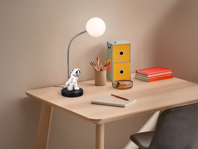 Ausgefallene Tischlampe ARM LED dimmbar, Deko Lampe USB betrieben, Höhe 44cm