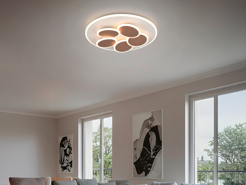 LED Deckenleuchte Grau Coffee dimmbar mit Fernbedienung & Tageslicht Ø 49cm