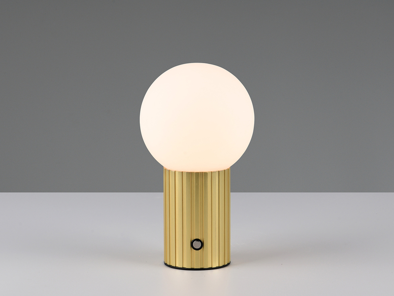 Tischlampe TAURIS LED dimmbar Akku per USB aufladbar, 3 Lichtfarben, Glas Ø 12cm