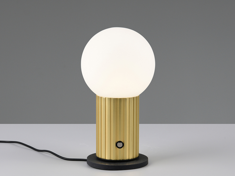 Tischlampe TAURIS LED dimmbar Akku per USB aufladbar, 3 Lichtfarben, Glas Ø 12cm