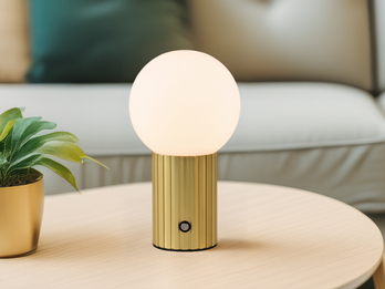 Tischlampe TAURIS LED dimmbar Akku per USB aufladbar, 3 Lichtfarben, Glas Ø 12cm