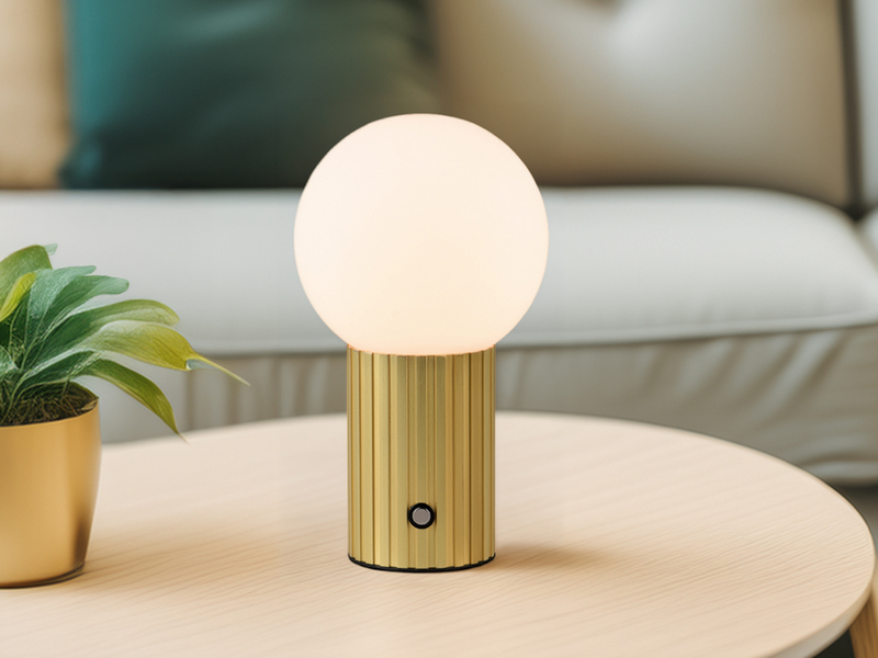 Tischlampe TAURIS LED dimmbar Akku per USB aufladbar, 3 Lichtfarben, Glas Ø 12cm