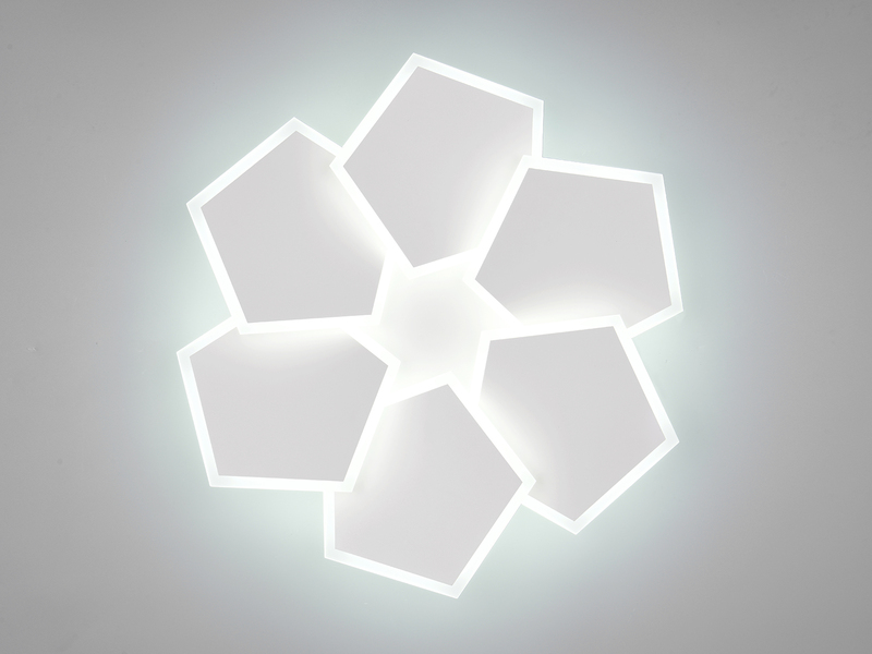 LED-Deckenleuchte in Weiß mit geometrischen Leuchtflächen – Draufsicht