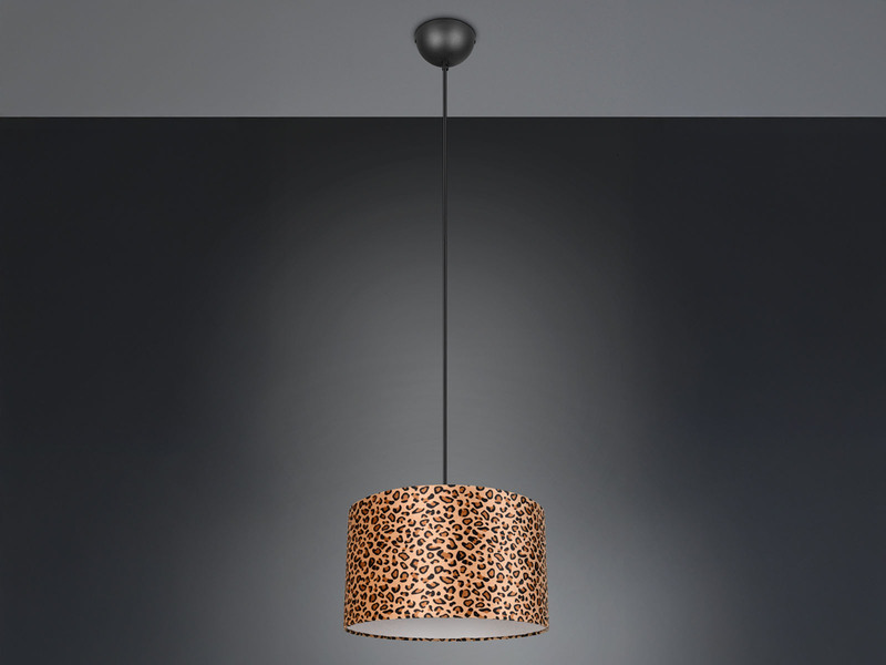 Pendelleuchte PARDINA mit Stoffschirm Leopardenmuster, Ø 40cm