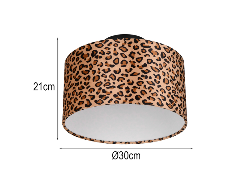 Deckenleuchte PARDINA mit Stoffschirm Leopardenmuster, Ø 30cm