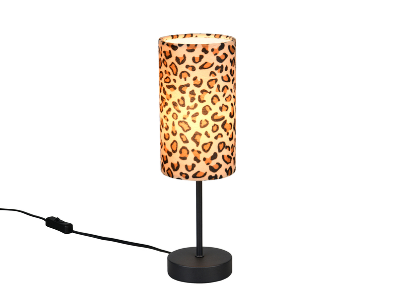 Tischlampe PARDINA mit Stoffschirm Leopardenmuster, Höhe 36,5cm