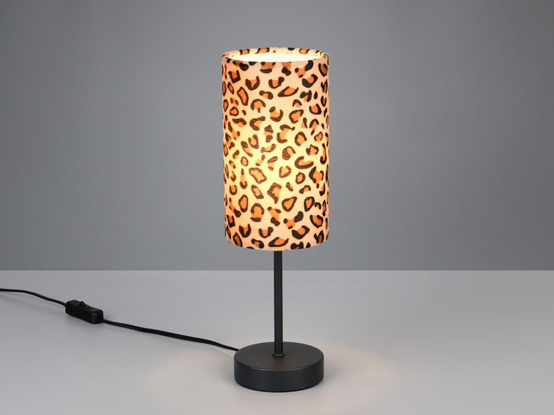 Tischlampe PARDINA mit Stoffschirm Leopardenmuster, Höhe 36,5cm