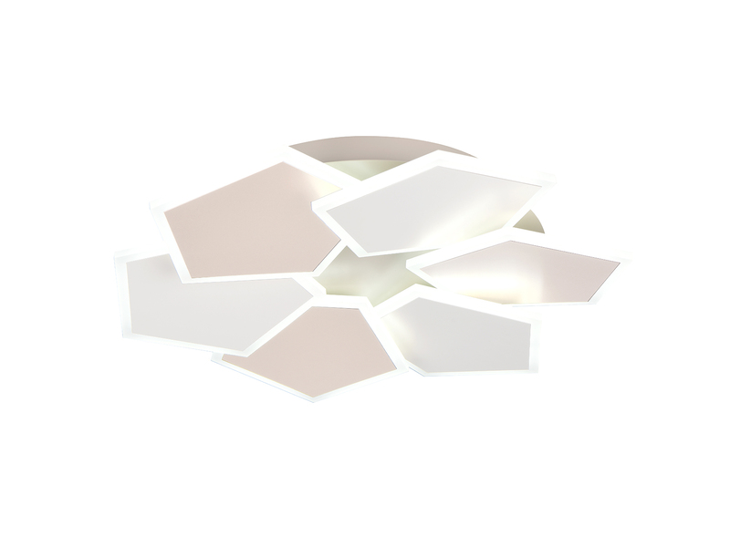 LED-Deckenleuchte in Grau Beige mit geometrischen Leuchtflächen – Freistelleransicht