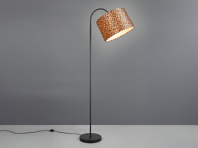 Stehlampe PARDINA mit Stoffschirm Leopardenmuster, Höhe 156cm