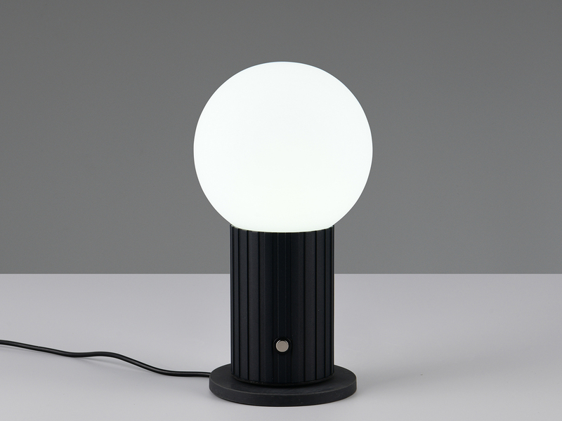 Tischlampe TAURIS LED dimmbar Akku per USB aufladbar, 3 Lichtfarben, Glas Ø 12cm