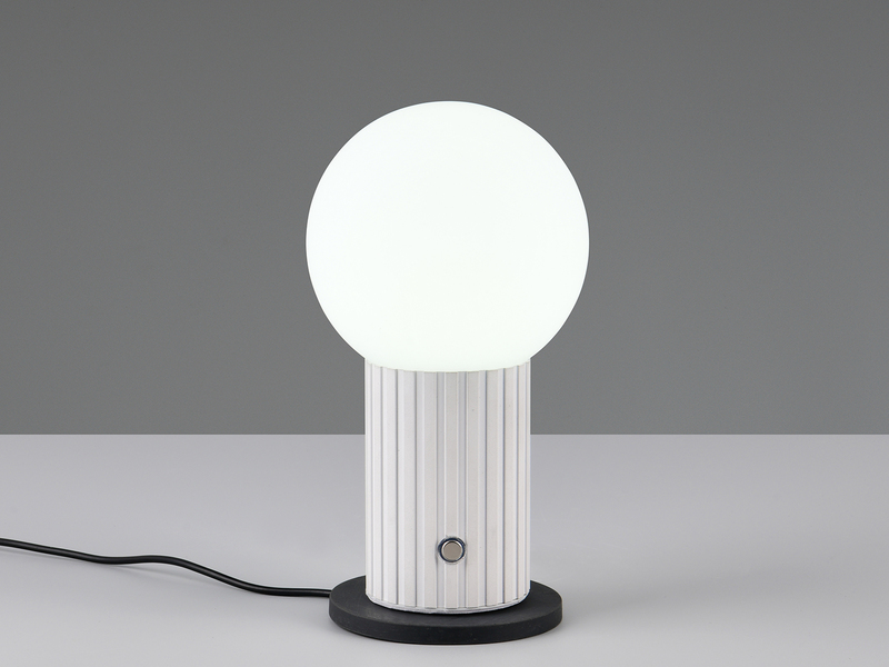 Tischlampe TAURIS LED dimmbar Akku per USB aufladbar, 3 Lichtfarben, Glas Ø 12cm