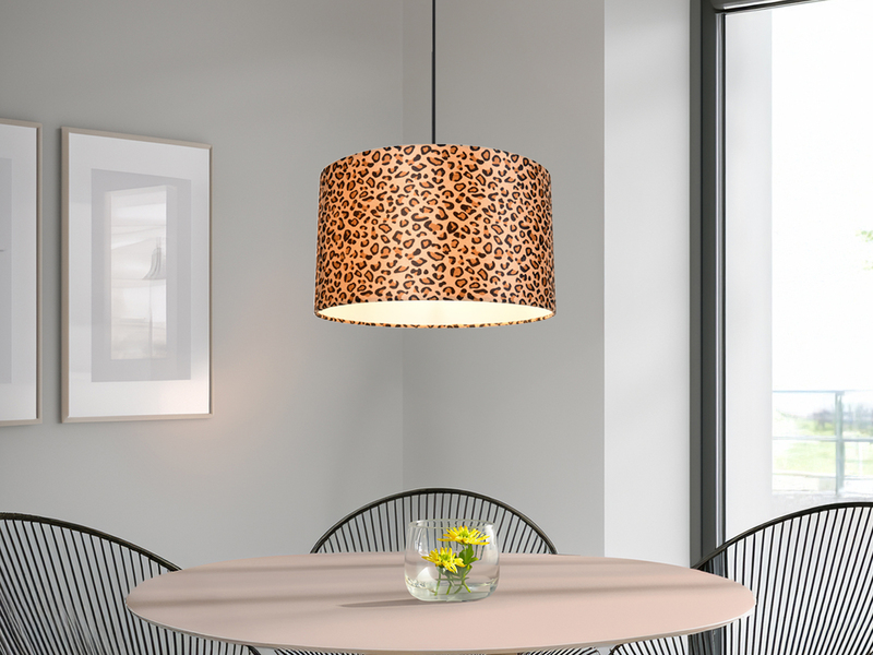 LED Pendelleuchte mit Stoffschirm Leopardenmuster, Ø 40cm