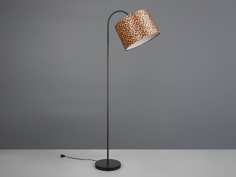 LED Stehlampe mit Stoffschirm Leopardenmuster, Höhe 156cm