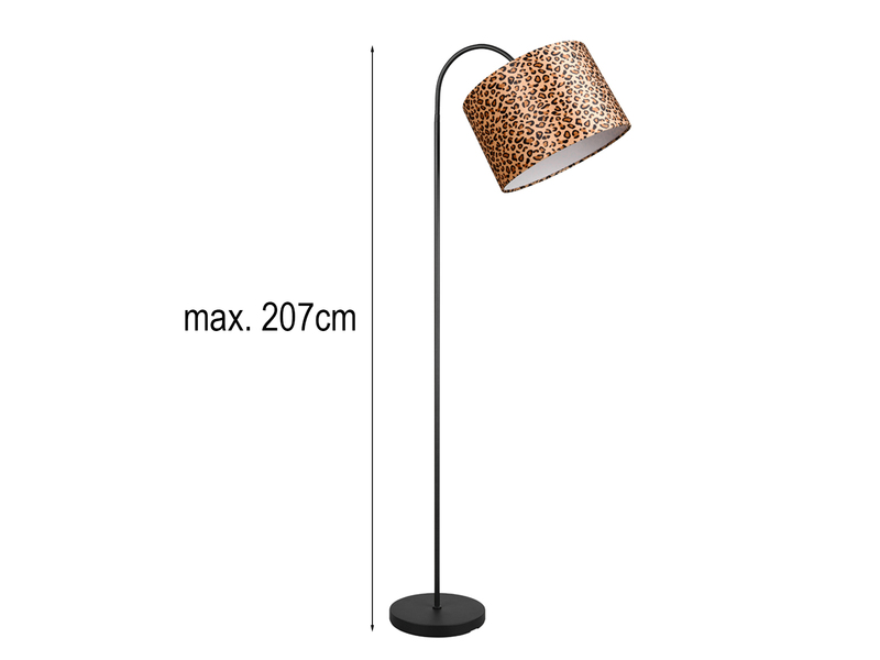 LED Stehlampe mit Stoffschirm Leopardenmuster, Höhe 156cm