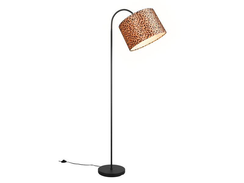 LED Stehlampe mit Stoffschirm Leopardenmuster, Höhe 156cm