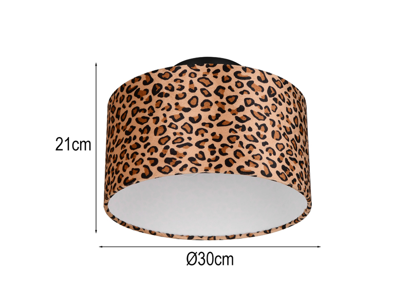 LED Deckenleuchte mit Stoffschirm Leopardenmuster, Ø 30cm