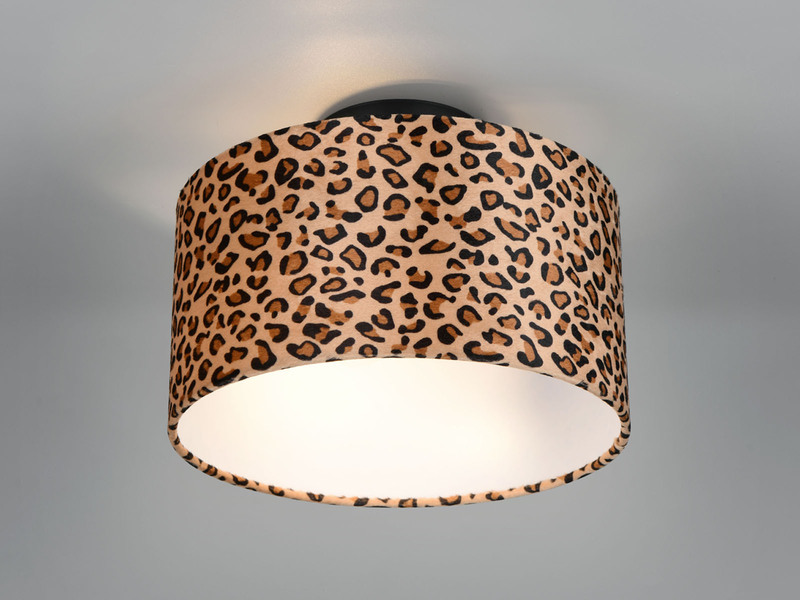 LED Deckenleuchte mit Stoffschirm Leopardenmuster, Ø 30cm