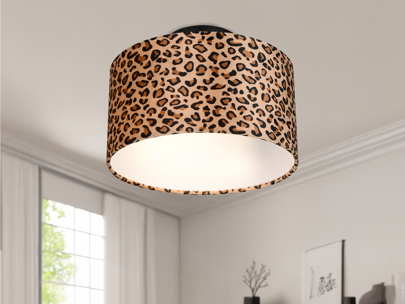 LED Deckenleuchte mit Stoffschirm Leopardenmuster, Ø 30cm