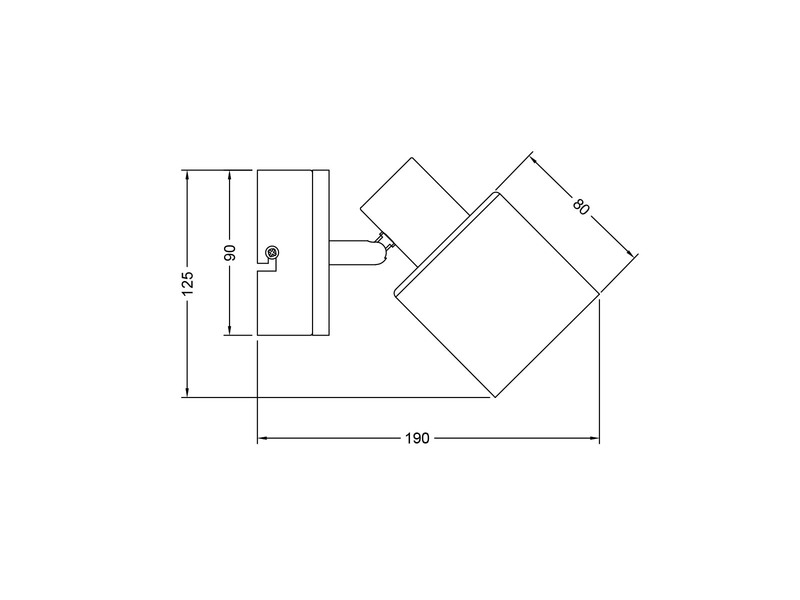 LED Wandstrahler mit Schalter, Rauchglas Schwarz & Holz, Breite 10cm