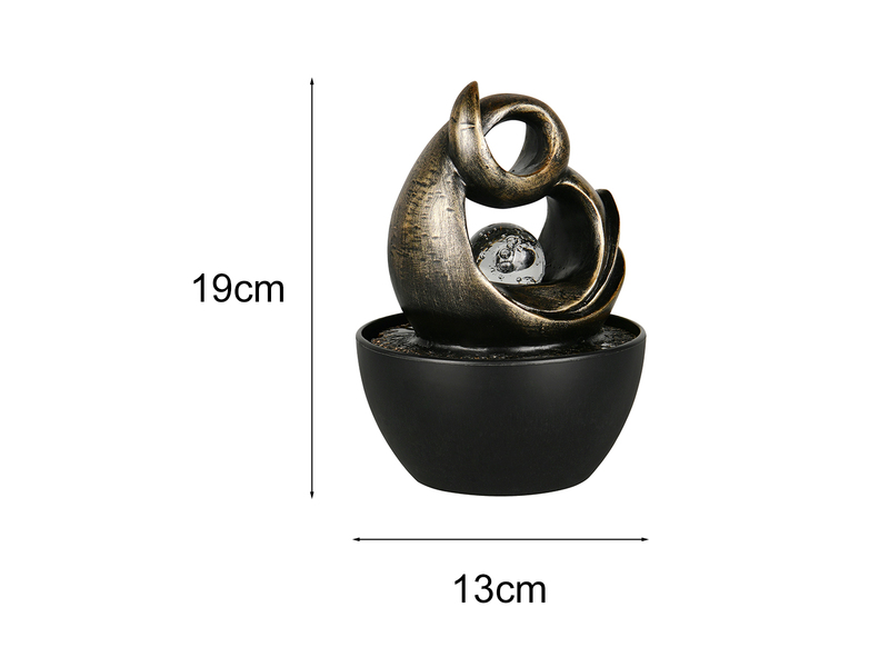 Maßdarstellung des Zimmerbrunnens - Höhe 19cm Breite 13cm