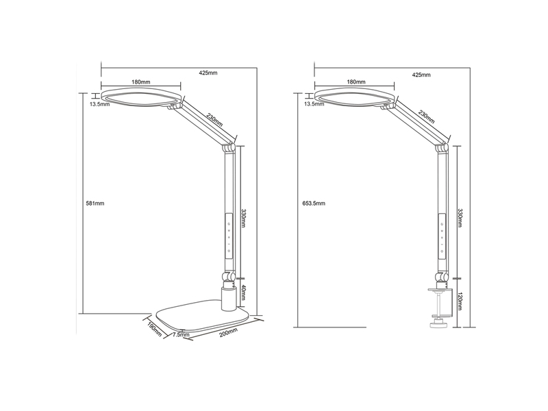 Schreibtischlampe SERVO LED dimmbar klemmbar 3 Lichtfarben inkl. Tageslicht 58cm