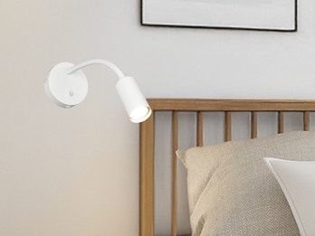 Schwanenhals Leselampe TARYN Weiß mit Schalter, Breite 10cm