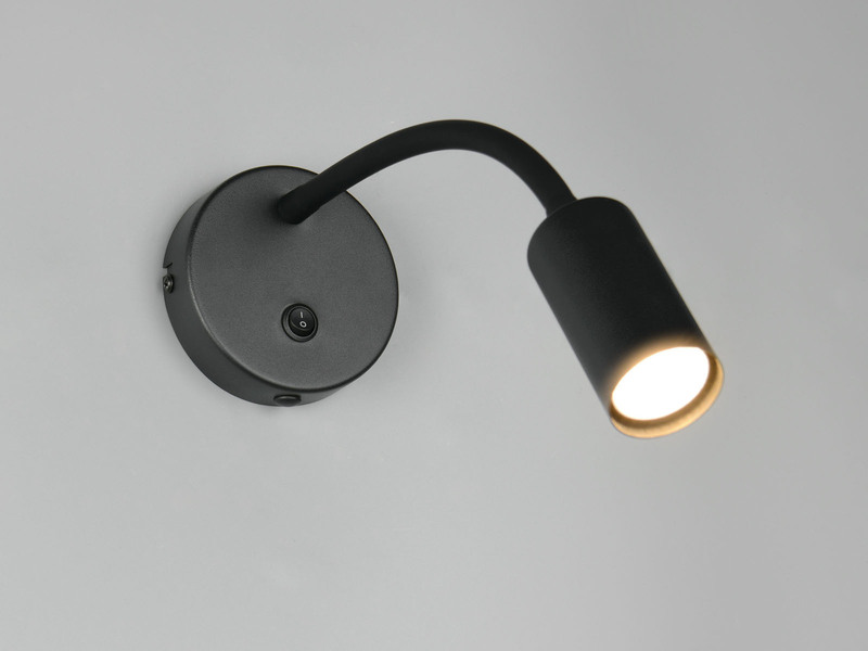 Schwanenhals Leselampe TARYN Schwarz mit Schalter, Breite 10cm