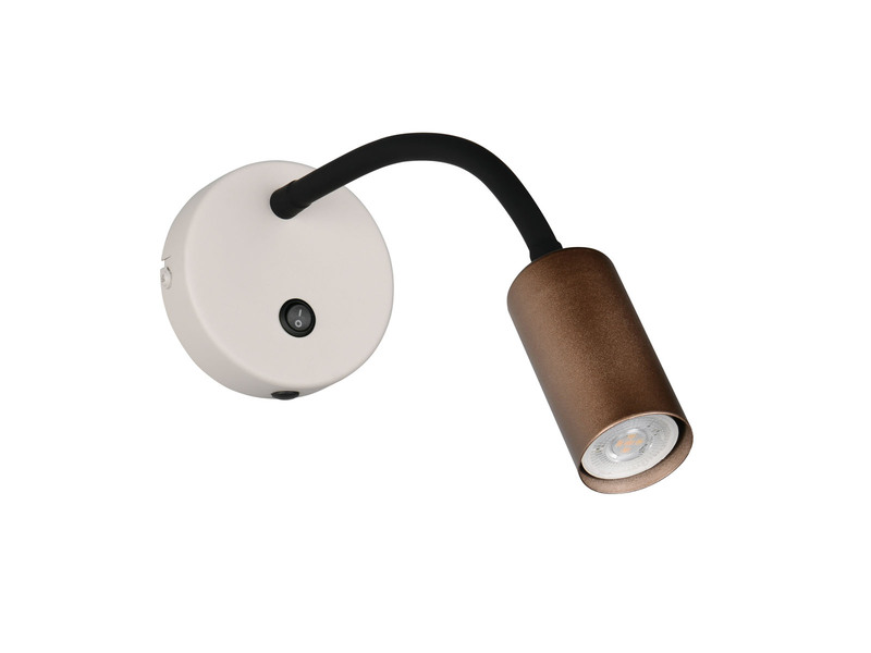 Schwanenhals Leselampe TARYN Coffee / Grau mit Schalter, Breite 10cm