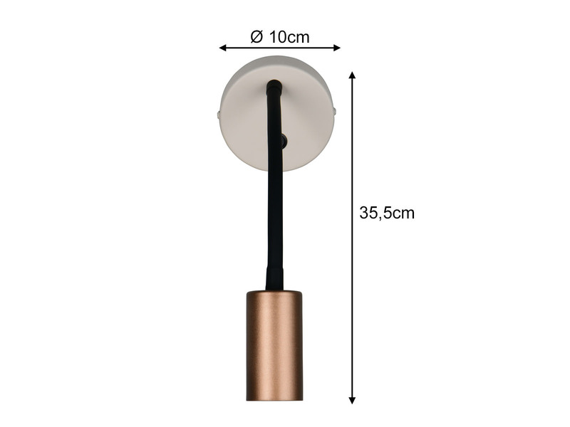 Schwanenhals Leselampe TARYN Coffee / Grau mit Schalter, Breite 10cm