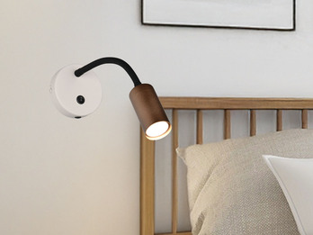 Schwanenhals Leselampe TARYN Coffee / Grau mit Schalter, Breite 10cm