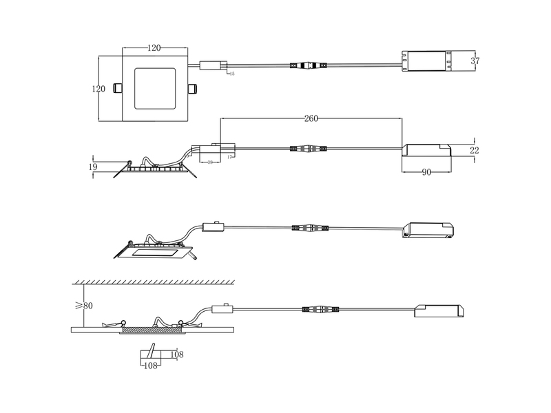 LED Einbaustrahler KIBO 230V mit 3 Lichtfarben inklusive Tageslichtweiß, B: 12cm
