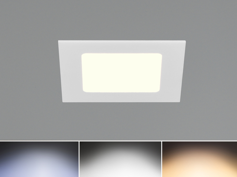 LED Einbaustrahler KIBO 230V mit 3 Lichtfarben inklusive Tageslichtweiß, B: 12cm