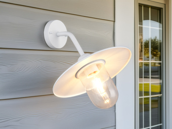 Vintage LED Außenwandleuchte in Weiß, Höhe 32cm
