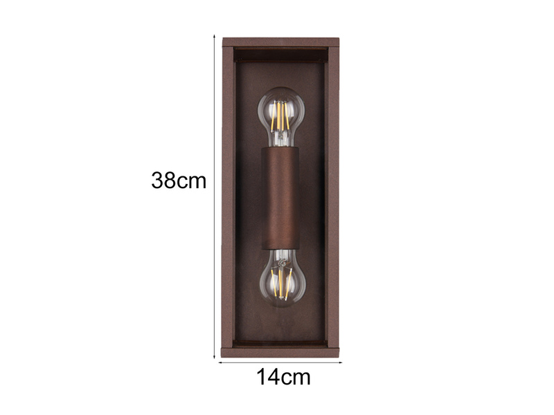 Up & Down Außenwandleuchte GARONNE in Rostoptik mit Glas, Höhe 38cm