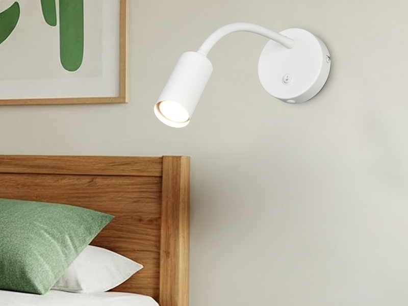 LED Schwanenhals Leselampe Weiß mit Schalter, Breite 10cm