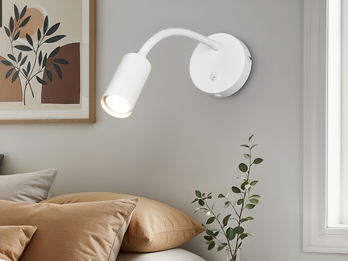 LED Schwanenhals Leselampe Weiß mit Schalter, Breite 10cm