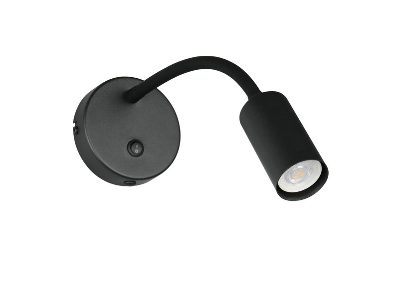 LED Schwanenhals Leselampe Schwarz mit Schalter, Breite 10cm