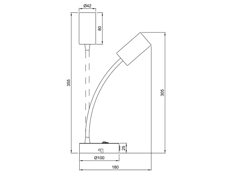 LED Schwanenhals Leselampe Schwarz mit Schalter, Breite 10cm