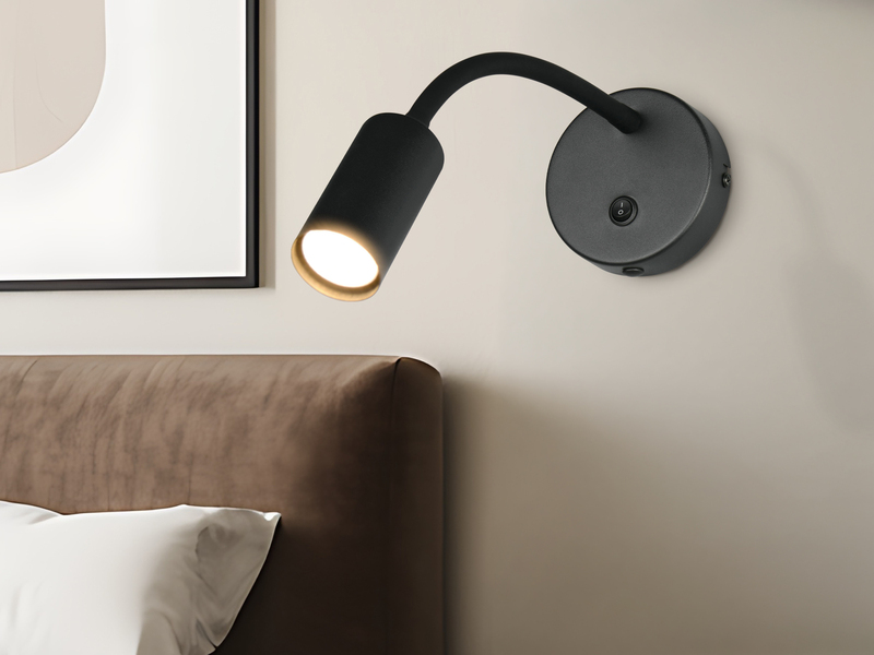 LED Schwanenhals Leselampe Schwarz mit Schalter, Breite 10cm